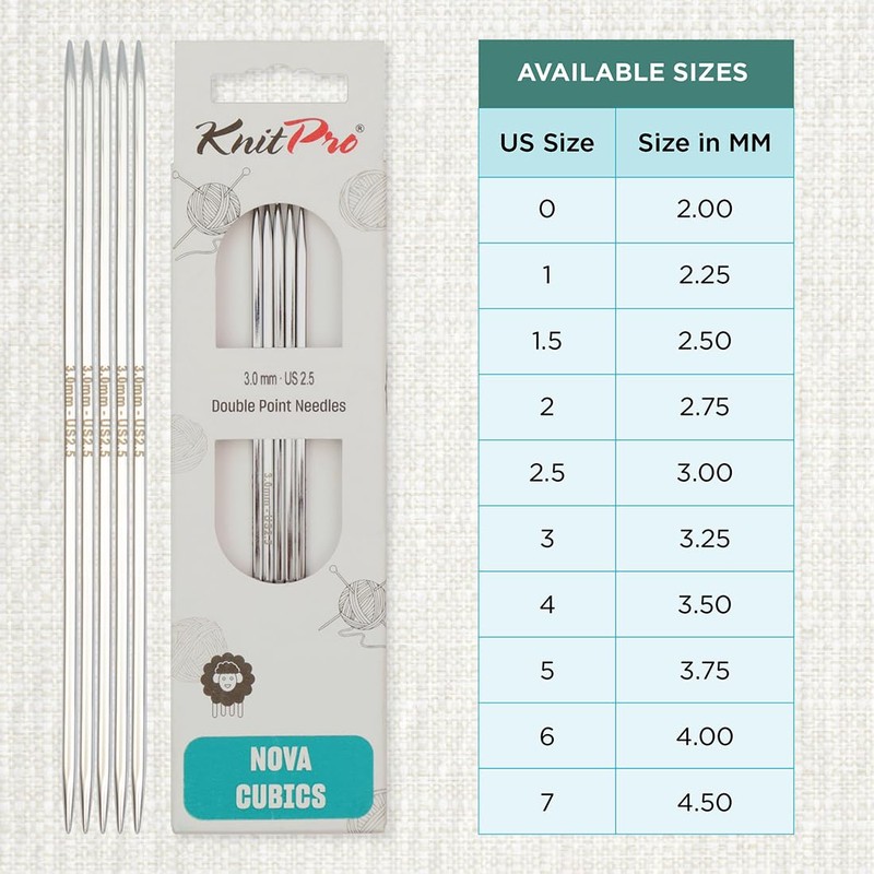 KnitPro Nova Cubics Double Pointed Needles 5" (12.5cm) | 3.00mm