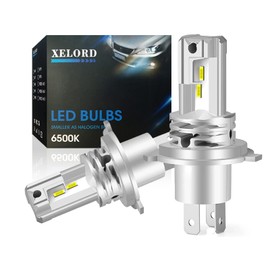 XELORD Car / Motorcycle Headlight, LED H4 Hi/lo Switch, Equipped with CREE Chip, 6,500K, White, Integrated H4, LED Bulb, Compatible with Vehicle Inspections, DC9-32V, Fanless, Set of 2