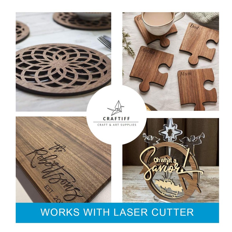 Walnut Wood Sheets Thin Lumber, Black Dark Unfinished Board for