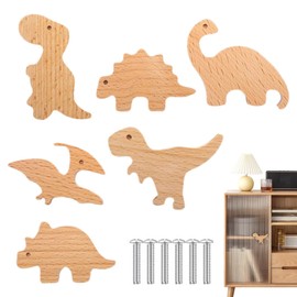 Animal Drawer Pulls | Dinosaur Decorative Kids Drawer Pulls | Unique Wood Knob, Delicate Bedroom Decorative Drawer Pulls, for Wardrobe & Children's Room