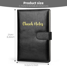 Zawinmay Church Note Notebook,Sermon & Podcast Christian Notebook,Sermon Notes Notebook, Leather-cover Guided Journal to Write Title,Key Verse,Notes-80 Double-Sided Page Christian Notebook