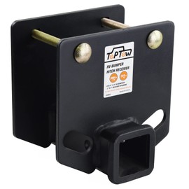 TOPTOW 63803 RV Bumper Hitch Receiver 2 inch Adapter Openning 3500 LBS Capacity Fits for 4 inch X 4 inch Square RV Rear Bumpers