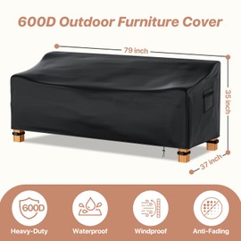 Likorlove Outdoor Couch Cover Waterproof, 78" Wx 33" Dx 32" H Patio Furniture Covers Waterproof, Windproof 2-Seater Sofa Cover Heavy Duty with Air Vent and Handles for Lawn, Backyard Deck, Black