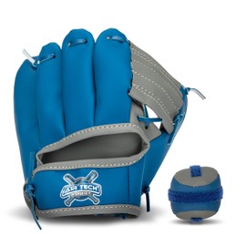 Franklin Sports Kids Toy Baseball Glove + Ball Set - Stiktek Baseball + Teeball Glove for Boys + Girls - Self-Stick Mitt + Ball Included - Youth Baseball Toy for Ages 3+ - 8" Inch Glove - Grey + Navy