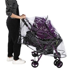 SOULONG Transparent PVC Stroller Rain Cover, Foldable and Baby Stroller Rain Cover, with Convenient Zippered Window, for Windproof, Dust and Sun Protection