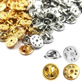 200 PCS Pin Backs, findTop Lapel Pin Backs Brass Butterfly Clutch Pin Backs Replacement (Gold, Silver)