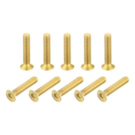 uxcell Flat Head Socket Cap Screws, M3-0.5 x 16mm Brass Inner Hex Drive Fasteners Bolts 50Pcs