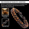 GT collection Brown Tiger Eye Bracelet for Men, Adjustable Double