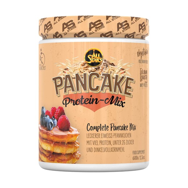 All Stars Pancake Protein Mix 600 g Tin, Whey Protein Powder for Baking Pancakes, Protein Powder Low Fat & Low Sugar, Pancakes with 25 g Protein per Serving, Fitness Baking Mix