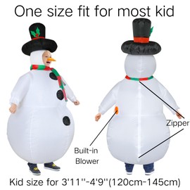 Stegosaurus Inflatable Snowman Costume Christmas Costume Funny Blow Up Snowman Costumes for Cosplay Party (Kid Snowman)