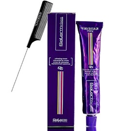 Salerm Cosmetics VISION Salermvision Permanent Cream Hair Color Dye (w/Sleek Steel Pin Rat Tail Comb) Haircolor Creme, Gray Coverage in 30 minutes (6,73 Dark Blond Golden Brown)