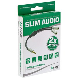 InLine® Slim Audio Y-Cable Jack 3.5 mm Male to 2 x Jack Female 0.15 m