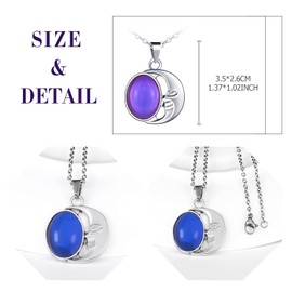 Feilok Women's Necklace Chain Stainless Steel Moon Pendant Color Change Temperature Necklace for Women