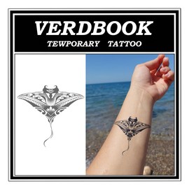 VERDBOOK Waterproof Temporary Tattoos: 2-Sheet Tattoo Kit with Realistic Body Stickers, Semi-Permanent Tattoos for Adults Lasting 7-15 Days – Safe for Men & Women, Manta Rays