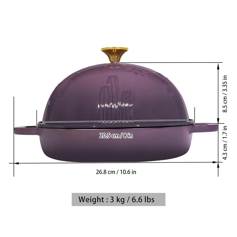 Flavehc Bread Oven Cast Iron Bread Dutch Oven with Cloche
