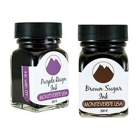 Monteverde 60ml Core Fountain Pen Ink Bottle (30ml Purple Reign Ink Bottle G309PR, 30ml Brown Sugar Ink Bottle G309BS)
