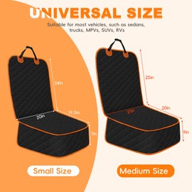 Tuwubi Dog Seat Cover Front Seat, Waterproof Car Seat Covers for Dogs, Scratch-Proof Captain Chair Bucket Seat Covers, Full Protection Pet Car Seat Protector for SUV MPV Trucks (S, Black-O, 1 Set)