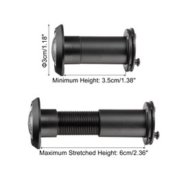 PATIKIL 5/8" Door Viewer Peephole, 2Pcs Copper Privacy Door Viewer with Privacy Cover, 200-Degree Fits 1-3/8" to 2-3/8" Door Peep Hole with 16mm/0.63" Drill Bit for Security, Black