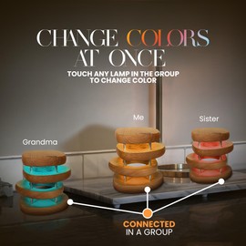 Friendship Lamp® by Filimin Set of 2 Long Distance Touch Lamps – WiFi Connected, Long Distance Gifts, Touch Activated Table Lamp, Long Distance Friendship Gifts, LED Light - Mid Century Natural/Silver