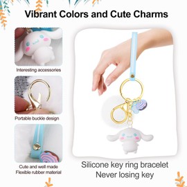 Hanaoops Cartoon Anime Keyring Cute Key Ring with Carabiner Plush Pendant Keychain Backpack Decorations Birthday Christmas Gift for Favourite Person, E