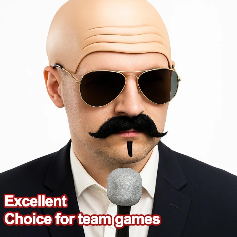 5Pcs Set Bald Cap Pitbull, Pitbull Bald Cap And Sunglasses