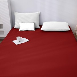 NAFAY LIVING Fitted sheet-Plain Dyed Ultra Soft Microfiber Bedding Sheet Set 25cm Deep- Non-Iron, Wrinkle Free & Breathable Bed Sheet (Red, Double)