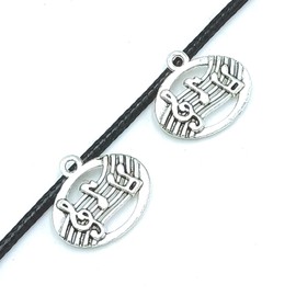 YOOGCORETT 30pcs Charms Music Note Music Tape Pendants Alloy Charms Bulk Vintage Charms DIY for Necklace Keychain Bracelet Jewelry Making and Crafting Findings 20 X 17mm (Ancient Silver)