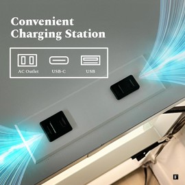 FENLO Flare - Side Table with Charging Station and Color Changing Temps, Night Stand with Dimmable LED Lights, End Table with Tempered Glass Display Shelf, USB and USB-C Ports, White