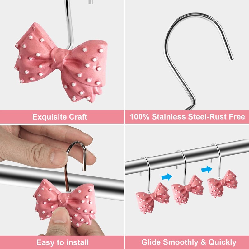 Shower Curtain Hooks Decorative Bow Tie Knot Shower Curtain Rings