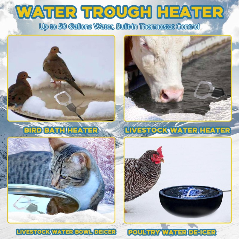 Magoog 500W Chicken Water Heater, 50Gal Chicken Water Deicer for