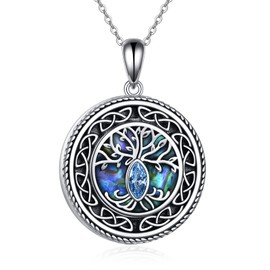 VONALA Abalone Tree of life Necklace for Women 925 Sterling silver Tree of life Jewelry Tree of life Gift