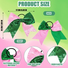 Yuxung 12 Pcs Glitter Witch Hair Bows Scrunchies, Pink and Green Glitter Bows Hair Accessories for Girls, Witch Merch Gifts for Women Movie Fans Cosplay Birthday Pink Green Party Favor Supplies