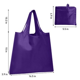 Tandoler Washable Large Foldable Shopping Bag, Waterproof Reusable Grocery Bag Holder,for Shopping Reusable Tote Bags Large 50LBS,Tote Bags Nylon Bags(Purple)