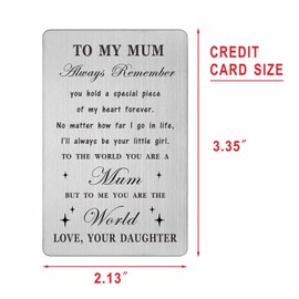 Mum Christmas Cards from Daughter - Mothers Day Gifts from Daughter, Thank You Mummy Wallet Card, Mum Birthday Ideas