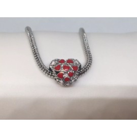 Unbranded Snake chain bracelet with red enamel heart charm. Charming. Adjustable. Love.