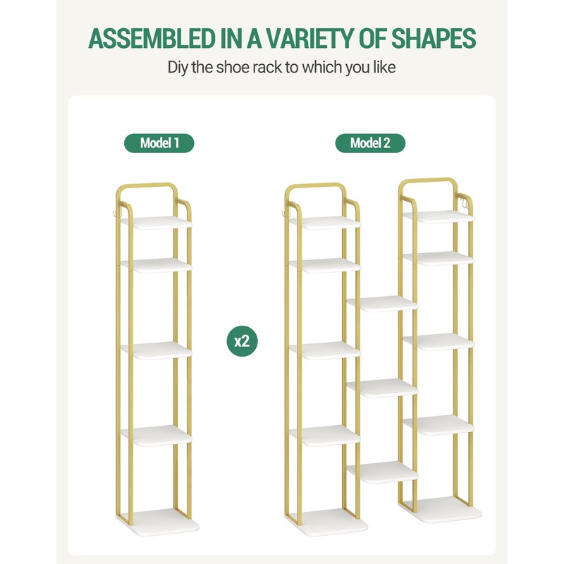 Hzuaneri 8 Tiers Vertical Shoe Rack, Narrow Shoe Tower, Tall