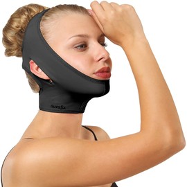 Post Surgical Chin Strap Bandage for Women - Neck and Chin Compression Garment Wrap - Face Slimmer, Jowl Tightening, Chin Lifting (Large (Pack of 1))