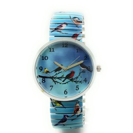 VERSALES Butterfly Bird Owl Ladybug Bee Theme Women's Novelty Elegant Stretch Elastic Band Analog Quartz Fashion Watch Varsales (Bird Design 4 Songbird)