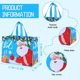10 Pack Large Christmas Gift Bags Reusable Xmas Non-Woven Tote Bags Christmas Shopping Bags with Handle for Christmas Treat Bag, Gift Wrapping Bags Xmas Holiday Party Supplies
