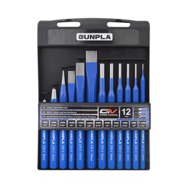 Gunpla 12pcs Chisels and Punches Set, High Quality Durable Chrome Vanadium Steel Split Punch 1.5-16mm – Removing Chiseling Inserting Silting Rusty Nuts Center Punching Tools