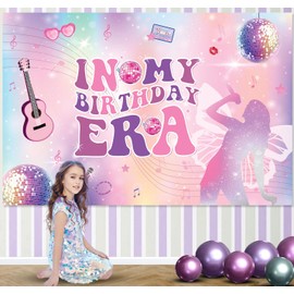 in My Birthday Era Decorations 6x4ft Music Themed Party Decorations in My Birthday Era Banner Iridescent Party Decorations Disco Backdrops for Parties Music Backdrop