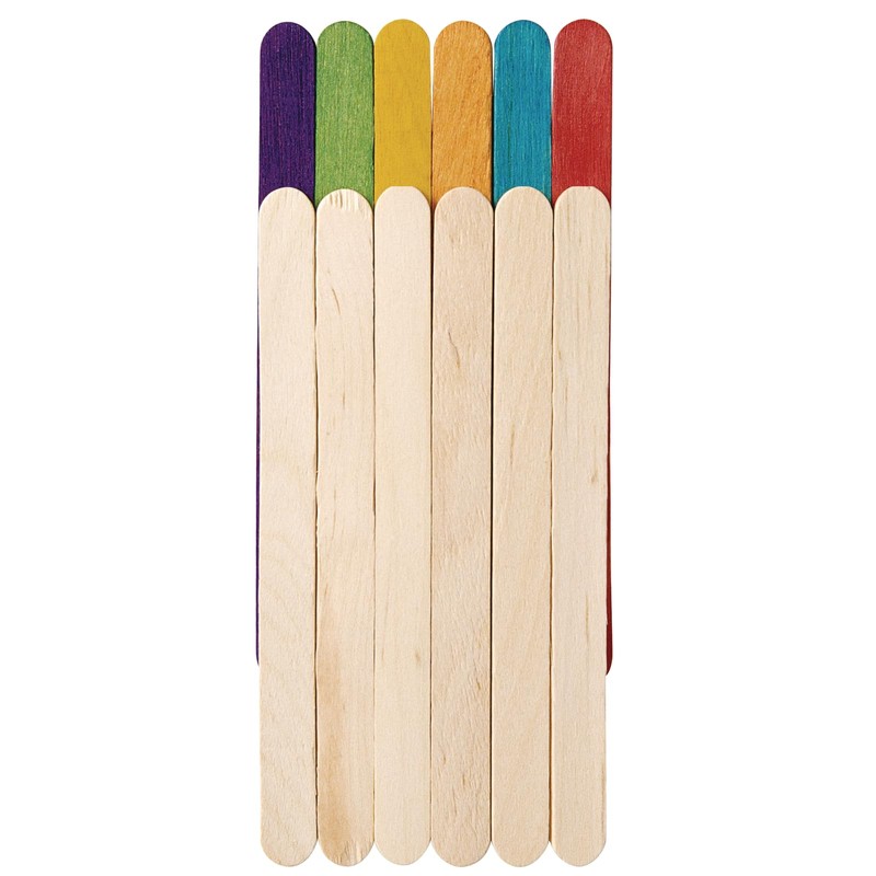Colorations 1000CS Regular Colored Wood Craft Sticks Popsicle Sticks, 1000