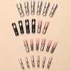 IMRAIN Long Press on Nails Square Fake Nails Black Silver