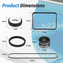 Super Pump Seal Kit SPX1600TRA for Hayward, O-Ring Repair Kit Compatible with Hayward SP1600, SP2600 in Regular, X, VSP Models, SP1600Z2 PS-201 SPX1600R SPX1600S SPX1600T Pool Pump Seal Gasket Replace