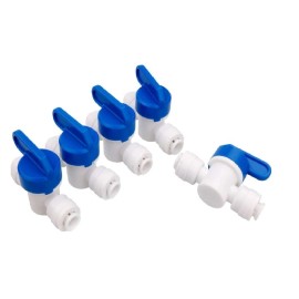 Unbranded 5 Pack 1/4 Inch OD Shut Off Ball Valve Plastic Quick Connect Fittings for Pipe