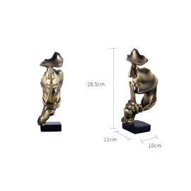 CHSG Handcrafted Silence Is Gold Thinker Statue, Work Of Art Modern And Simple Resin Things, Desk Abstract Figurine Sculptures For Entrance, Creative Room Home, Office Study