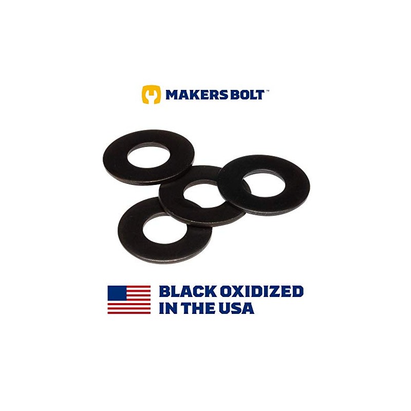 #10 (3/16") Black Stainless Steel Flat Washer (100 pcs), Black