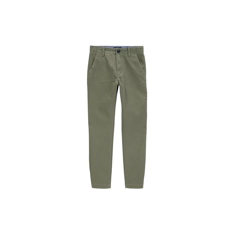 OSHKOSH B'GOSH Boys' Slim Stretch Chino Pants, Solid Olive, 10