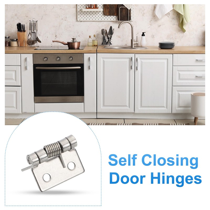 PATIKIL 2 Pcs Spring Loaded Hinges, 1" Self Closing Stainless