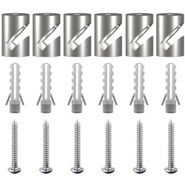 OASHISU Pack of 6 Aluminium Alloy Wall and Ceiling Pins "V-Style" Silver for Textile Cable Ceiling Mounting Monkey Swing Surface-Mounted Cable Holder for Lamp DIY with Screws and Dowels